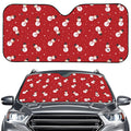 Red Snowman Pattern Print Car Windshield Sun Shade