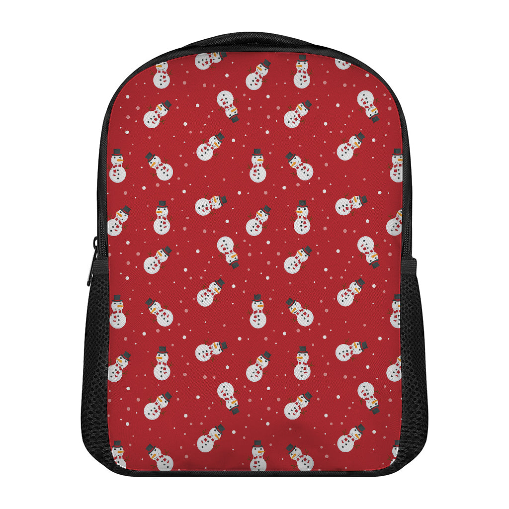 Red Snowman Pattern Print Casual Backpack