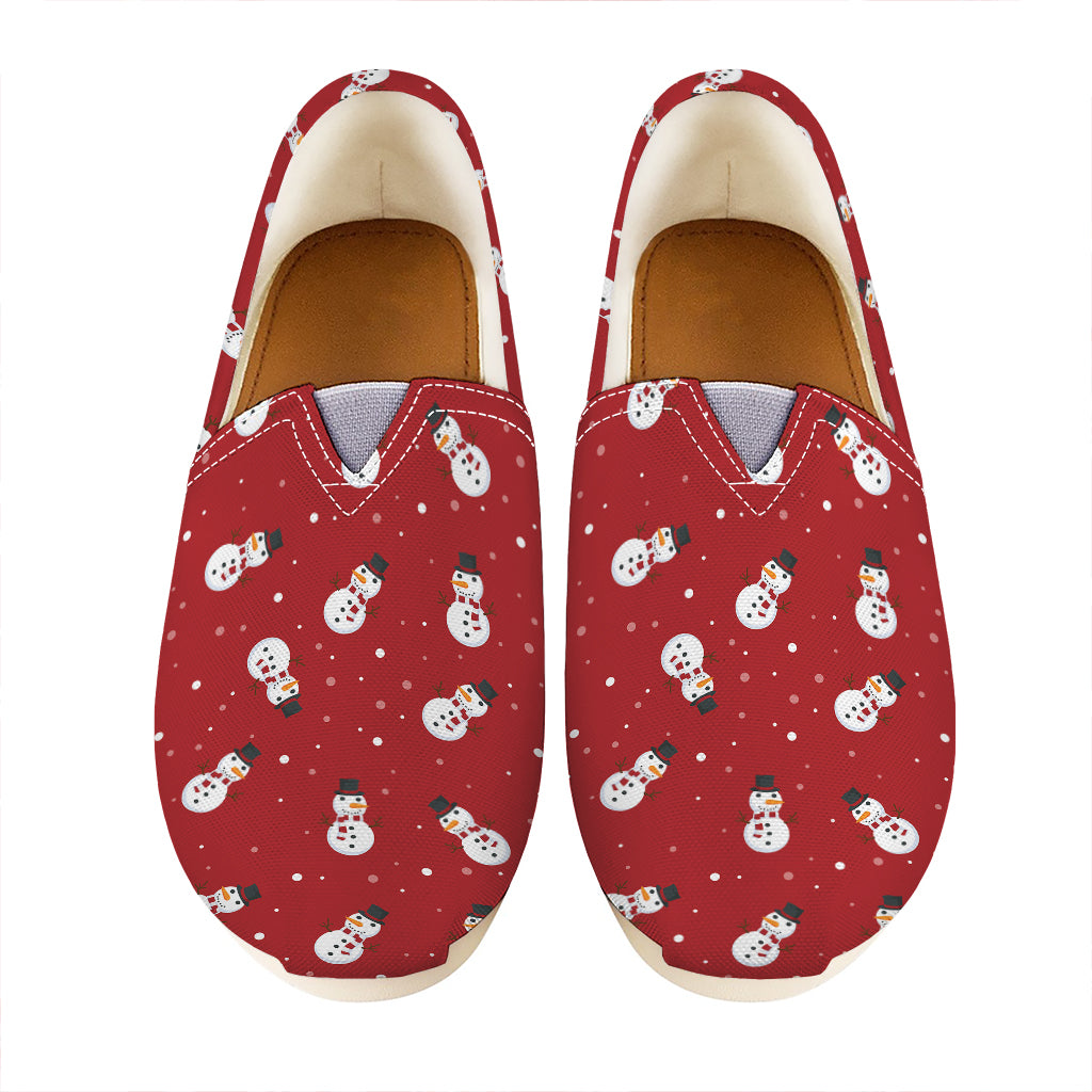 Red Snowman Pattern Print Casual Shoes
