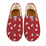 Red Snowman Pattern Print Casual Shoes