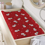 Red Snowman Pattern Print Changing Pad Cover