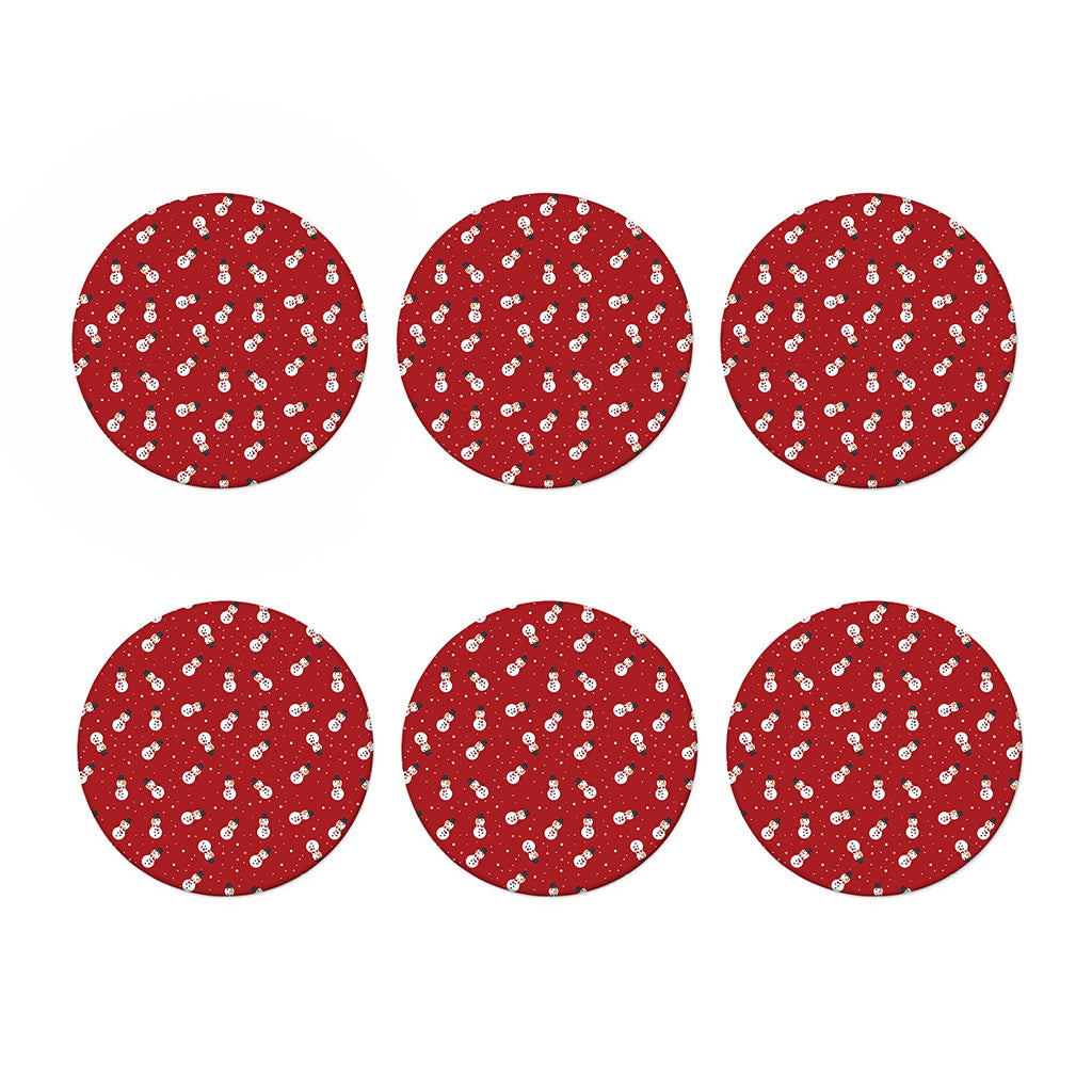 Red Snowman Pattern Print Coaster Set