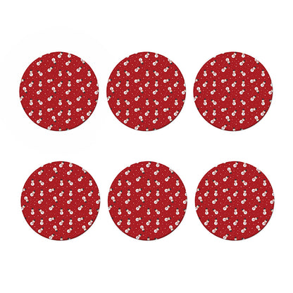 Red Snowman Pattern Print Coaster Set