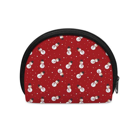 Red Snowman Pattern Print Coin Purse