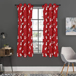 Red Snowman Pattern Print Curtain