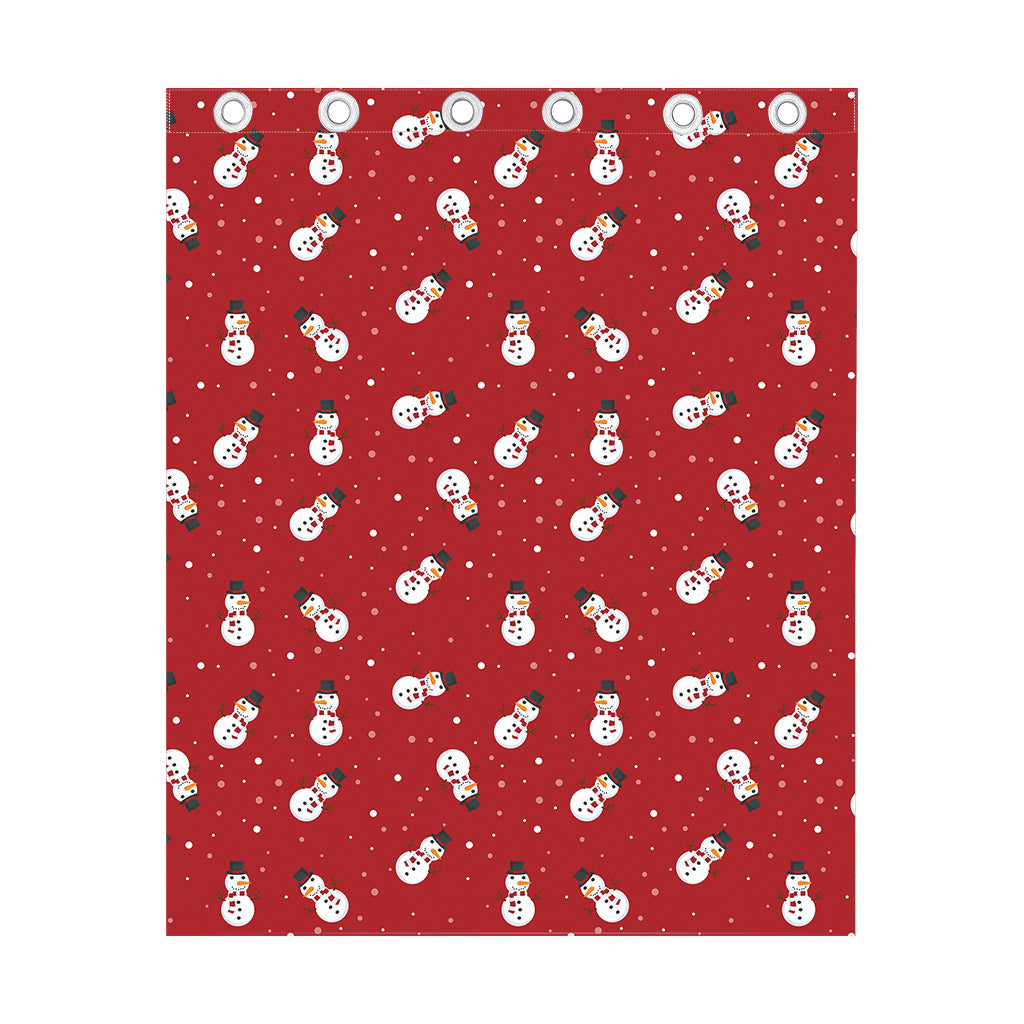 Red Snowman Pattern Print Curtain