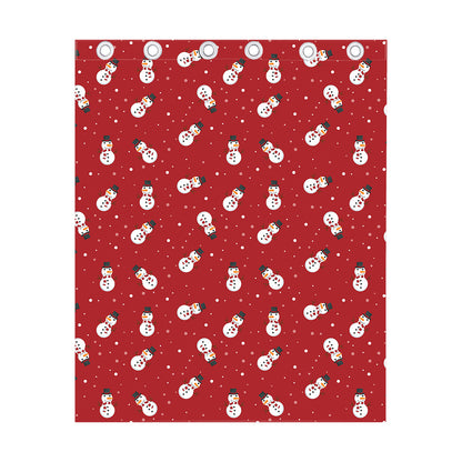 Red Snowman Pattern Print Curtain