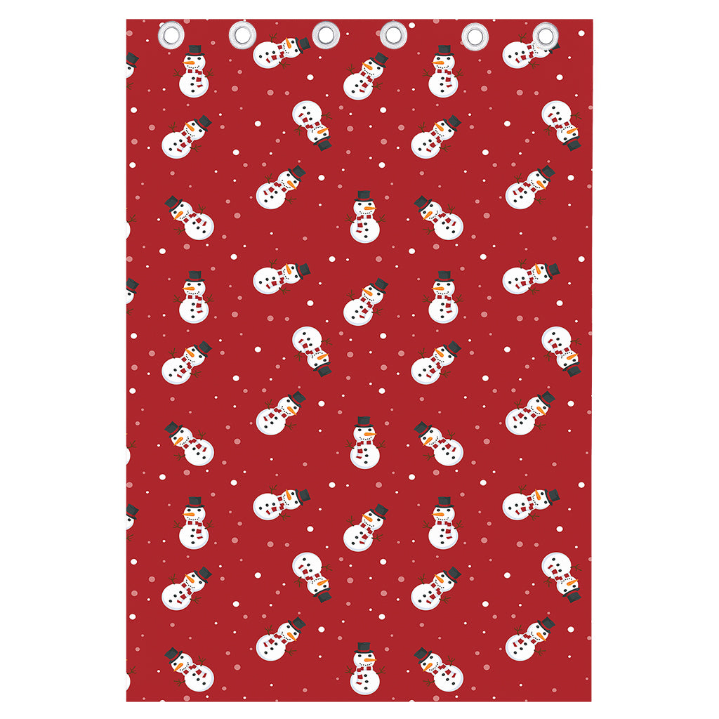 Red Snowman Pattern Print Curtain