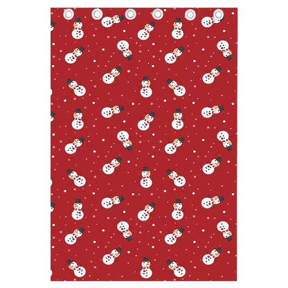 Red Snowman Pattern Print Curtain