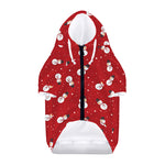 Red Snowman Pattern Print Dog Zip Up Hoodie