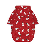 Red Snowman Pattern Print Dog Zip Up Hoodie
