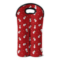 Red Snowman Pattern Print Double Neoprene Wine Tote