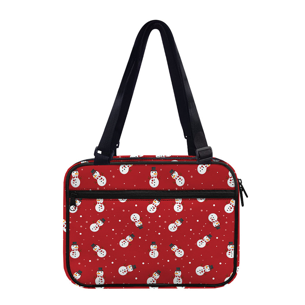 Red Snowman Pattern Print Double Strap Bible Bag