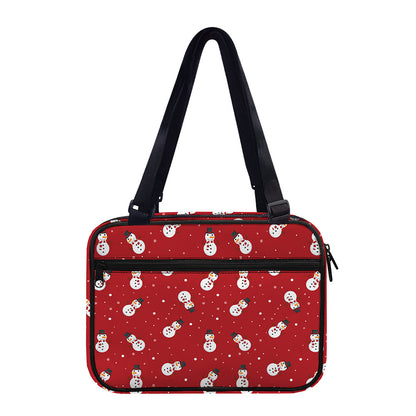 Red Snowman Pattern Print Double Strap Bible Bag
