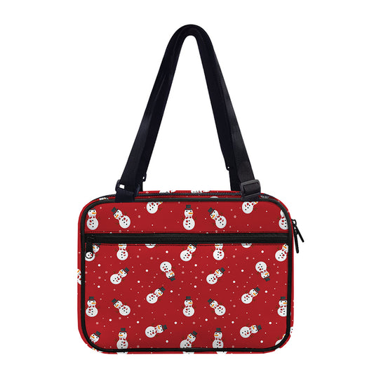 Red Snowman Pattern Print Double Strap Bible Bag
