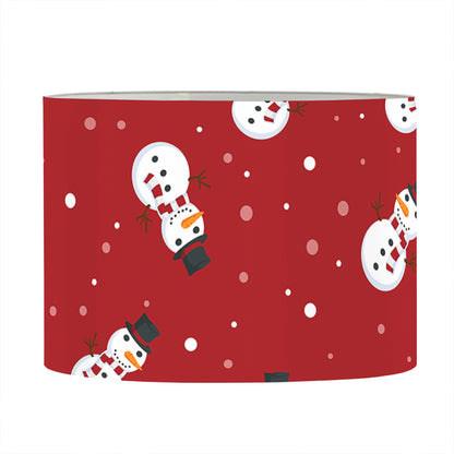 Red Snowman Pattern Print Drum Lamp Shade
