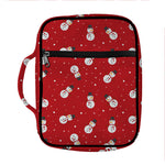 Red Snowman Pattern Print Front Pocket Bible Bag