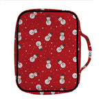 Red Snowman Pattern Print Front Pocket Bible Bag