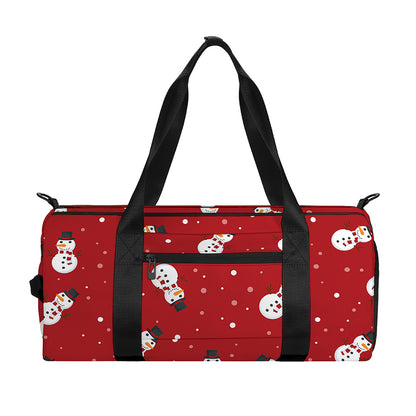 Red Snowman Pattern Print Gym Bag