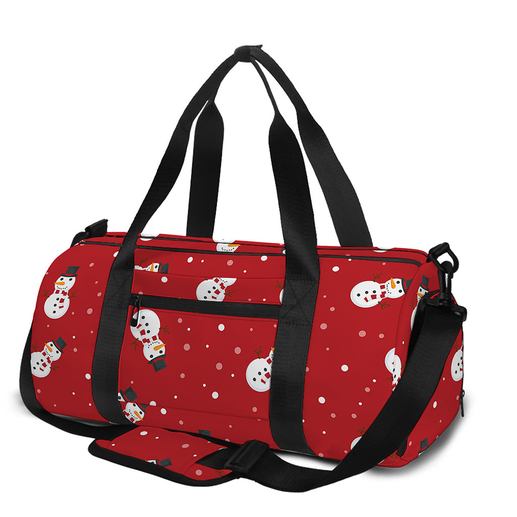 Red Snowman Pattern Print Gym Bag