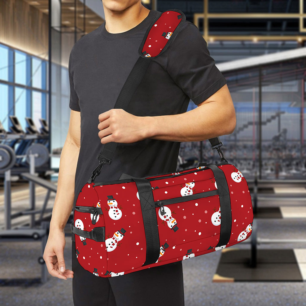 Red Snowman Pattern Print Gym Bag