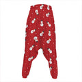 Red Snowman Pattern Print Hammer Pants