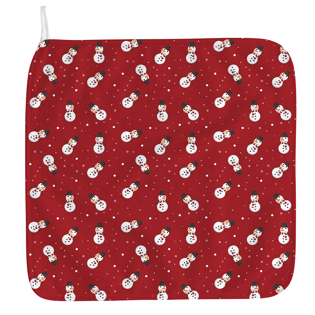 Red Snowman Pattern Print Hand Towel