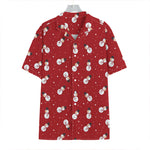 Red Snowman Pattern Print Hawaiian Shirt