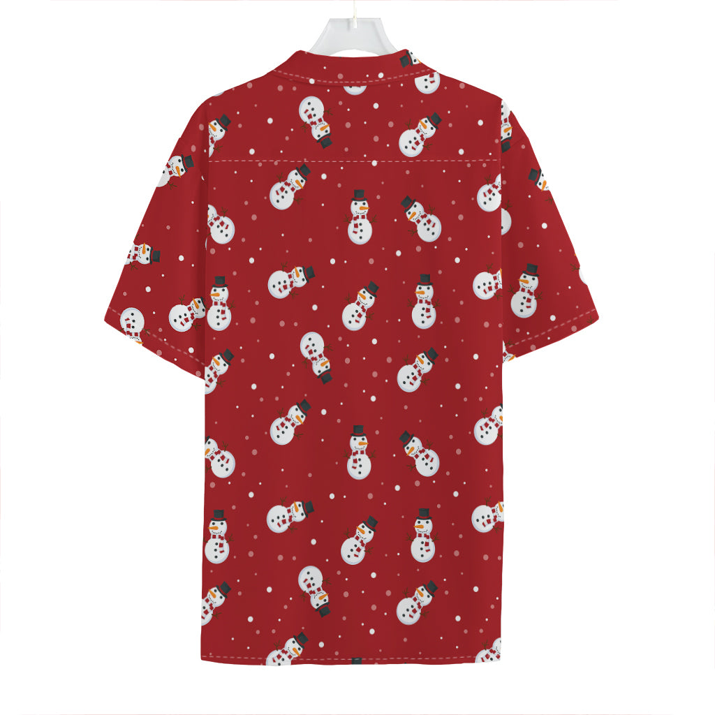 Red Snowman Pattern Print Hawaiian Shirt