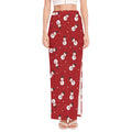 Red Snowman Pattern Print High Slit Maxi Skirt