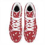 Red Snowman Pattern Print High Top Leather Sneakers