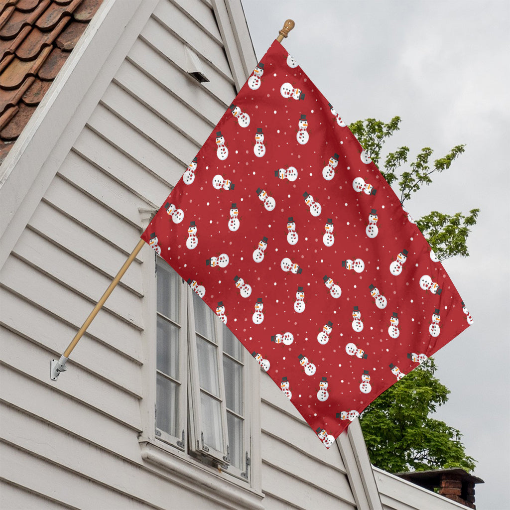 Red Snowman Pattern Print House Flag