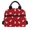 Red Snowman Pattern Print Insulated Lunch Bag
