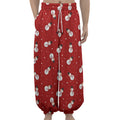 Red Snowman Pattern Print Lantern Pants
