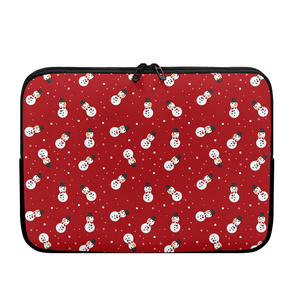 Red Snowman Pattern Print Laptop Sleeve