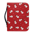 Red Snowman Pattern Print Leather Bible Cover