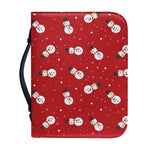 Red Snowman Pattern Print Leather Bible Cover