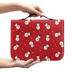 Red Snowman Pattern Print Leather Bible Cover