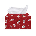 Red Snowman Pattern Print Leather Tissue Box Cover