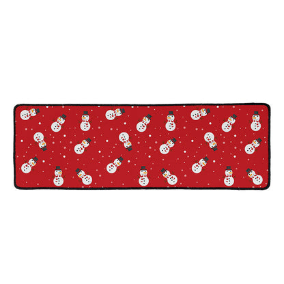 Red Snowman Pattern Print Long Kitchen Mat