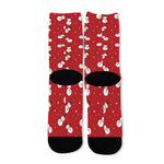 Red Snowman Pattern Print Long Socks