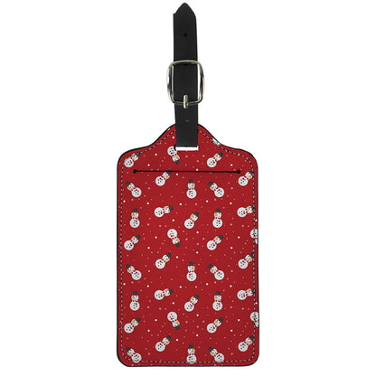 Red Snowman Pattern Print Luggage Tag
