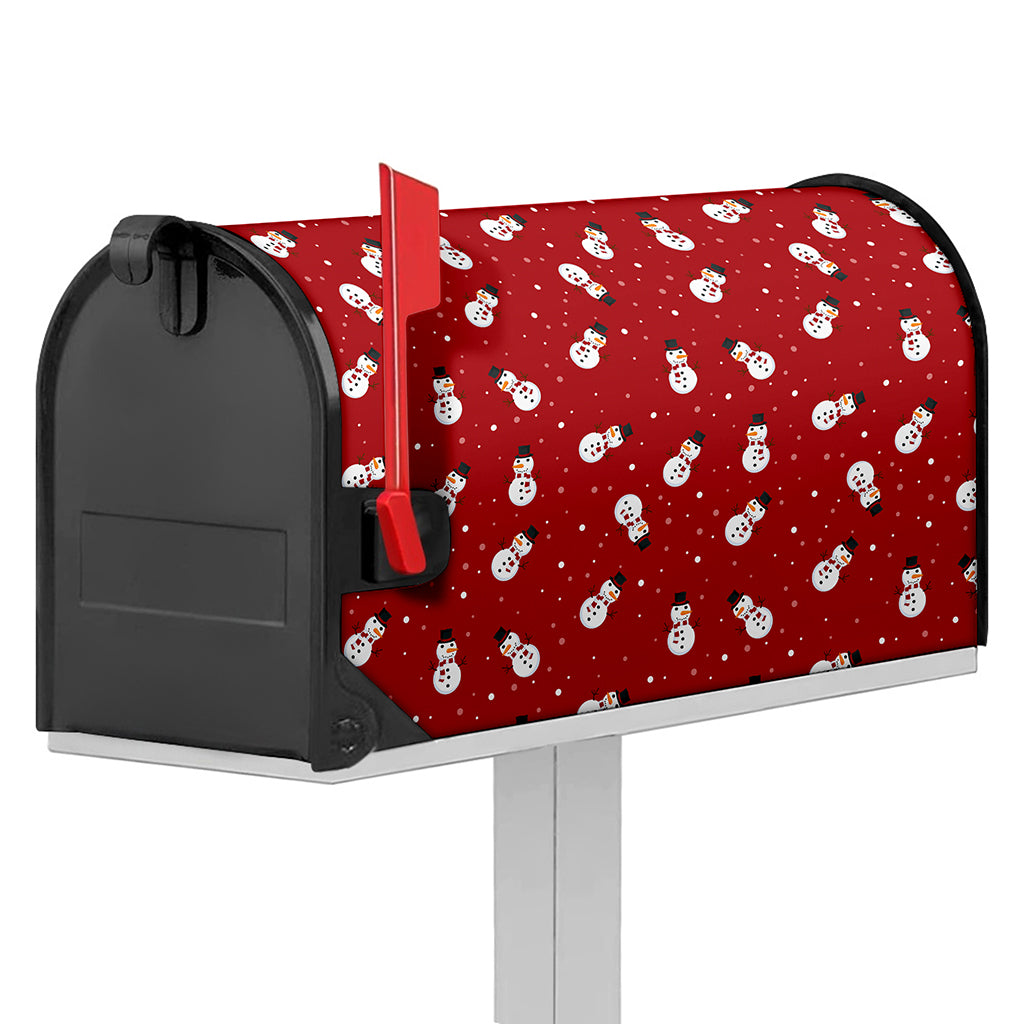 Red Snowman Pattern Print Mailbox Cover