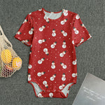 Red Snowman Pattern Print Men's Bodysuit