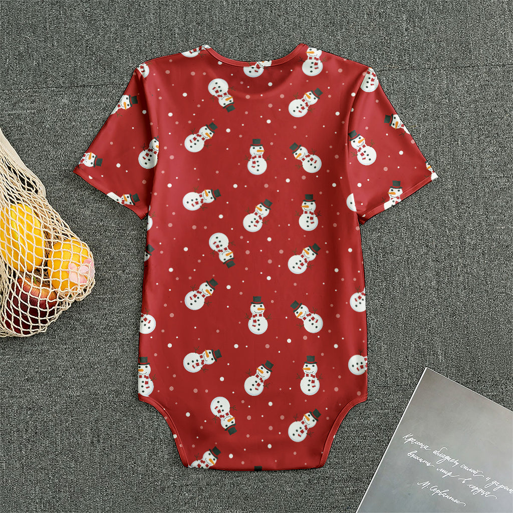 Red Snowman Pattern Print Men's Bodysuit