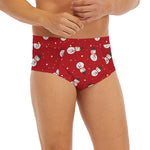 Red Snowman Pattern Print Men's Briefs