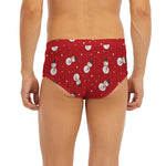 Red Snowman Pattern Print Men's Briefs