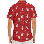 Red Snowman Pattern Print Men's Deep V-Neck Shirt