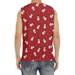 Red Snowman Pattern Print Men's Fitness Tank Top