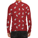 Red Snowman Pattern Print Men's Long Sleeve Rash Guard